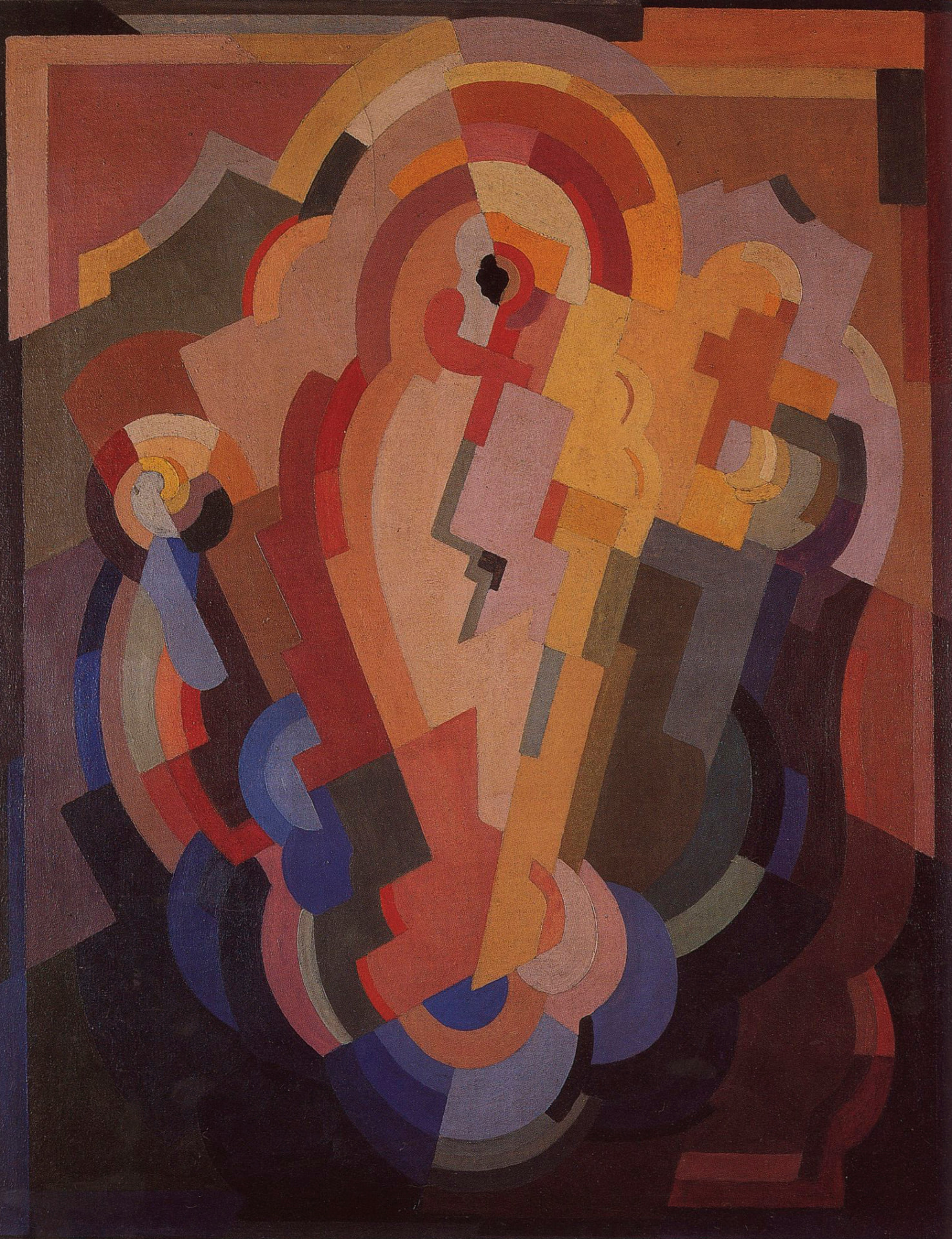 Mainie Jellett's Abstract Composition, 1935, a vertical abstract painting with a central geometric figure.